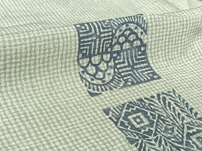 平和屋着物▽上質な小紋　単衣　幾何学花間道　正絹　逸品　AABL3754jh