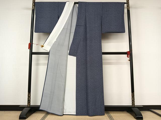平和屋着物▽江戸小紋　単衣　葡萄唐草文　正絹　逸品　AABL3758jh