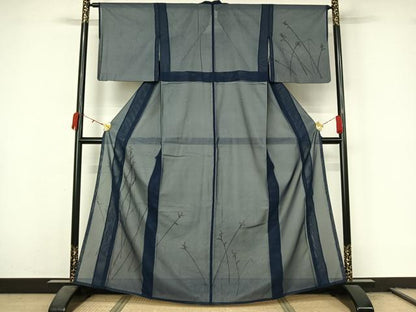 平和屋着物▽訪問着　無双　紗袷　紗×紗　草花文　金彩　正絹　逸品　AABL3759jh