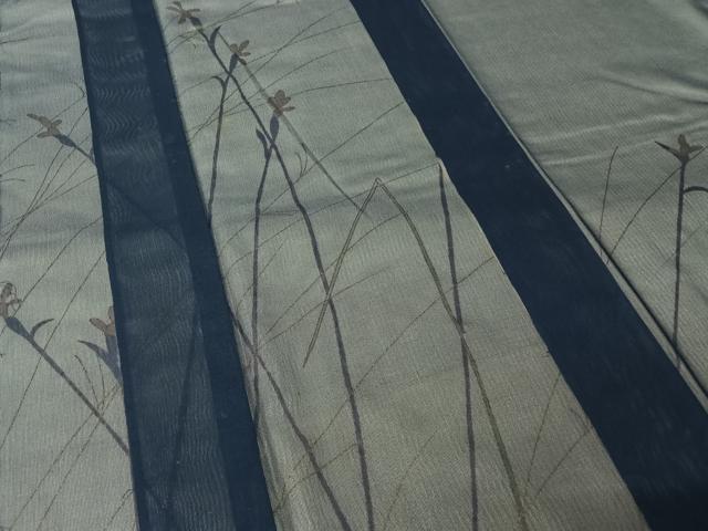 平和屋着物▽訪問着　無双　紗袷　紗×紗　草花文　金彩　正絹　逸品　AABL3759jh
