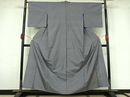 平和屋着物▽本場大島紬　龍郷絣　秋名バラ　単衣　紗綾形文　正絹　逸品　AABL3761jh