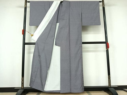 平和屋着物▽本場大島紬　龍郷絣　秋名バラ　単衣　紗綾形文　正絹　逸品　AABL3761jh