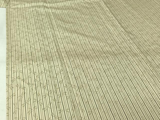 平和屋着物▽お召　単衣　捩り織　縞　勝虫　正絹　逸品　AABL3763jh