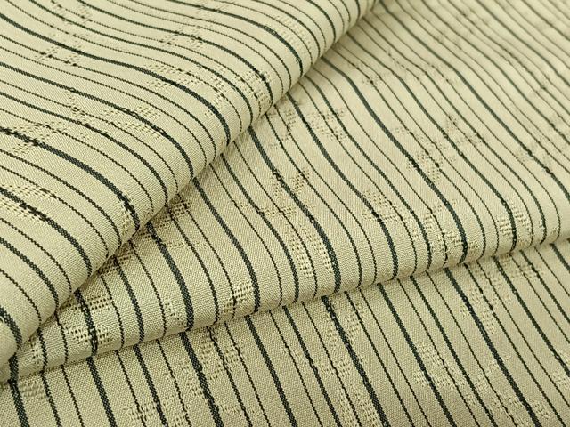 平和屋着物▽お召　単衣　捩り織　縞　勝虫　正絹　逸品　AABL3763jh