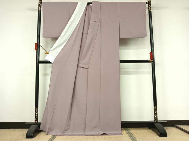 平和屋着物▽色無地　単衣　薄葡萄色　洗える着物　AABL3764jh