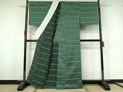 平和屋着物▽小紋　単衣　横段文　洗える着物　AABL3766jh
