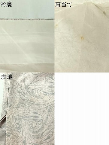 平和屋着物▽上質な小紋　単衣　紬地　墨流し文様　正絹　逸品　AABL3767jh