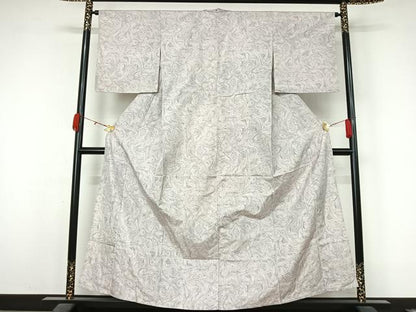 平和屋着物▽上質な小紋　単衣　紬地　墨流し文様　正絹　逸品　AABL3767jh