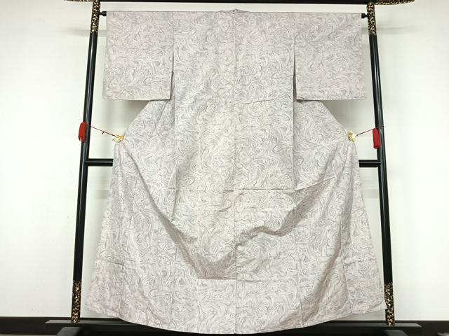 平和屋着物▽上質な小紋　単衣　紬地　墨流し文様　正絹　逸品　AABL3767jh