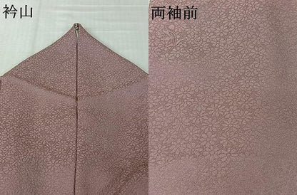 平和屋着物▽上質な色無地　単衣　草花地紋　薄葡萄色　正絹　逸品　AABL3769jh