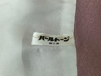 平和屋着物▽上質な色無地　単衣　草花地紋　薄葡萄色　正絹　逸品　AABL3769jh