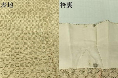 平和屋着物▽本塩沢　単衣　格子　正絹　逸品　AABL3770jh