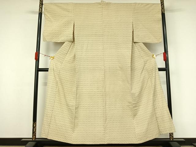 平和屋着物▽本塩沢　単衣　格子　正絹　逸品　AABL3770jh
