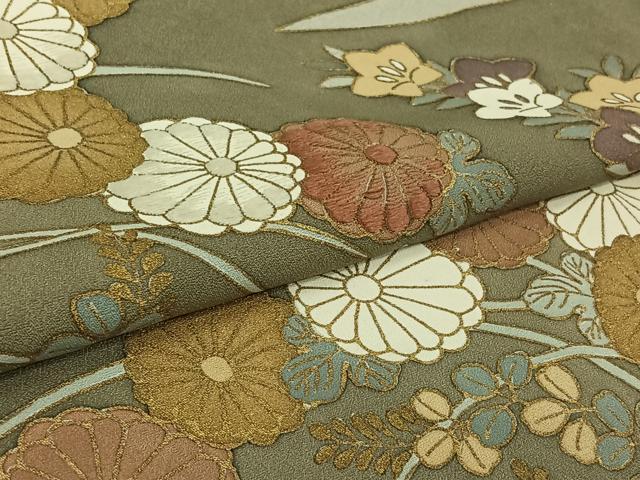 平和屋着物▽豪華色留袖　単衣　刺繍　草花文　金彩　正絹　逸品　AABL3771jh