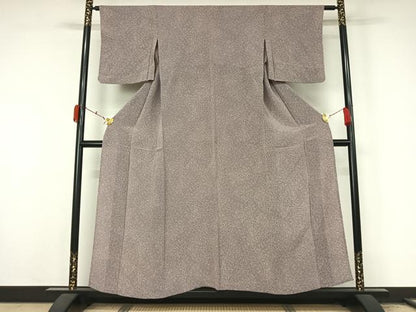 平和屋着物▽江戸小紋　単衣　草花文　鬼しぼ縮緬　正絹　逸品　AABL3775jh