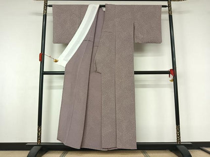 平和屋着物▽江戸小紋　単衣　草花文　鬼しぼ縮緬　正絹　逸品　AABL3775jh