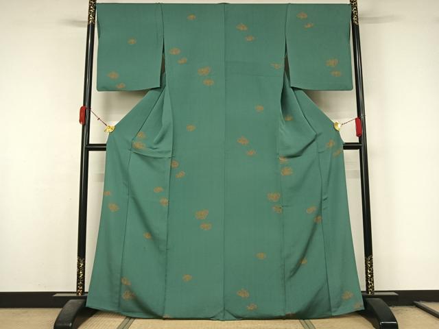 平和屋着物▽上質な小紋　単衣　枝花文　正絹　逸品　AABL3776jh