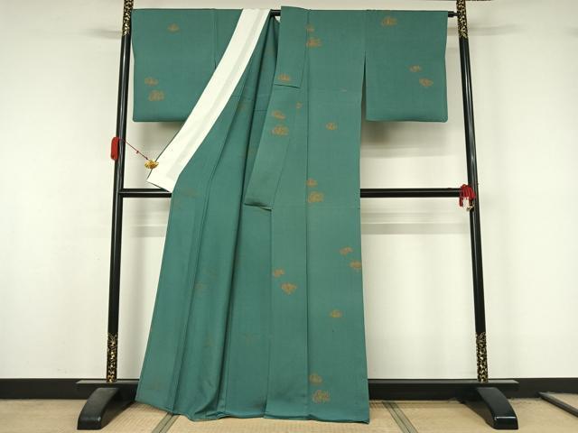 平和屋着物▽上質な小紋　単衣　枝花文　正絹　逸品　AABL3776jh