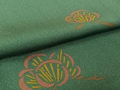 平和屋着物▽上質な小紋　単衣　枝花文　正絹　逸品　AABL3776jh