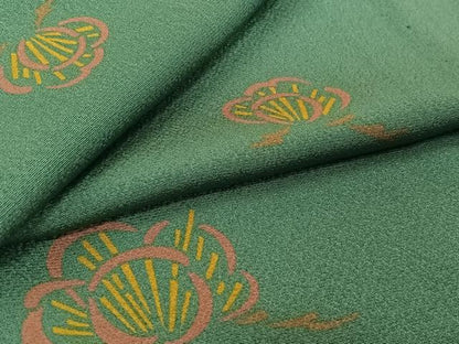 平和屋着物▽上質な小紋　単衣　枝花文　正絹　逸品　AABL3776jh