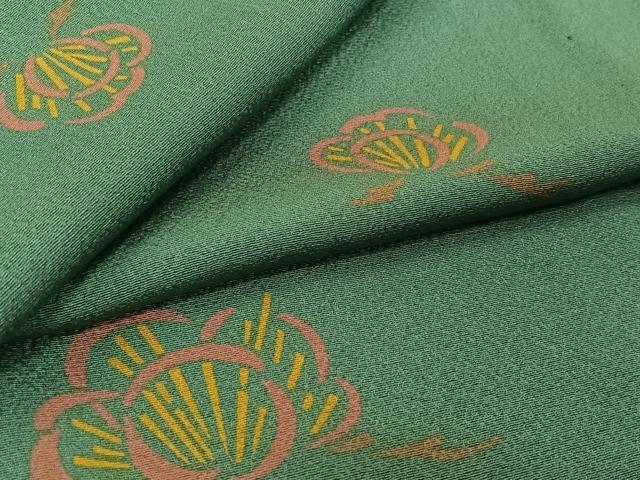 平和屋着物▽上質な小紋　単衣　枝花文　正絹　逸品　AABL3776jh