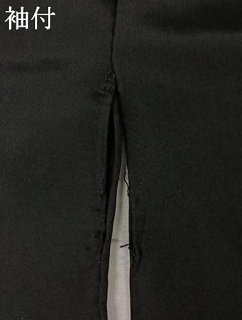 平和屋着物▽男性　黒紋付　単衣　正絹　逸品　AABL3780jh