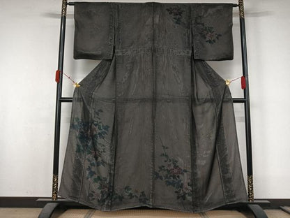 平和屋着物▽訪問着　無双　紗袷　紗×絽　枝花文　正絹　逸品　AABL3781jh