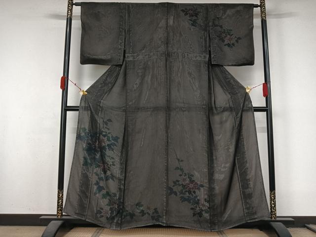 平和屋着物▽訪問着　無双　紗袷　紗×絽　枝花文　正絹　逸品　AABL3781jh