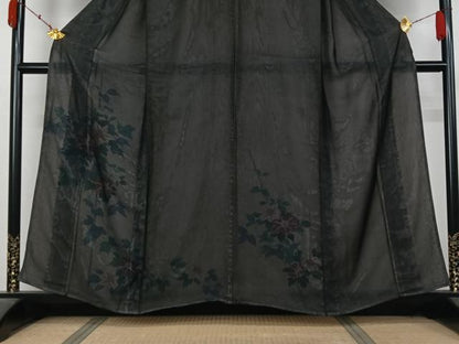 平和屋着物▽訪問着　無双　紗袷　紗×絽　枝花文　正絹　逸品　AABL3781jh