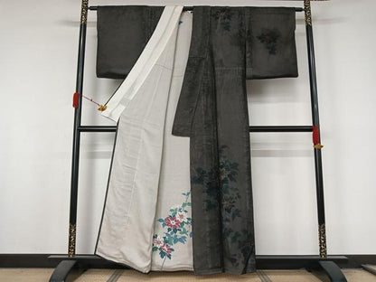 平和屋着物▽訪問着　無双　紗袷　紗×絽　枝花文　正絹　逸品　AABL3781jh