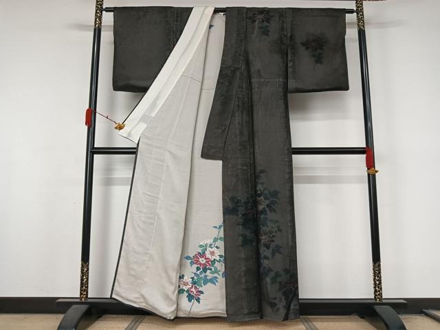 平和屋着物▽訪問着　無双　紗袷　紗×絽　枝花文　正絹　逸品　AABL3781jh