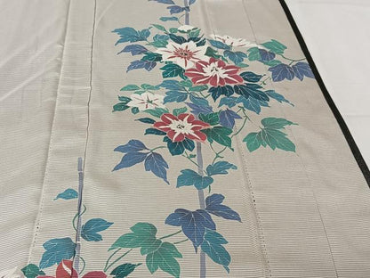 平和屋着物▽訪問着　無双　紗袷　紗×絽　枝花文　正絹　逸品　AABL3781jh