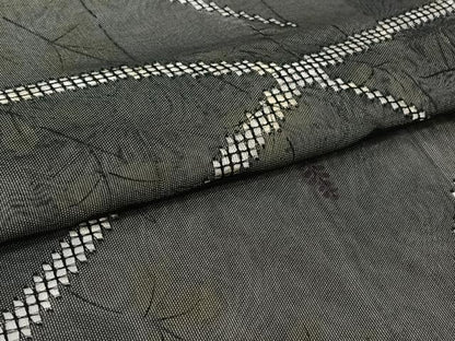 平和屋着物▽訪問着　無双　紗袷　紗×紗　芝花文　黒地　正絹　逸品　AABL3789jh