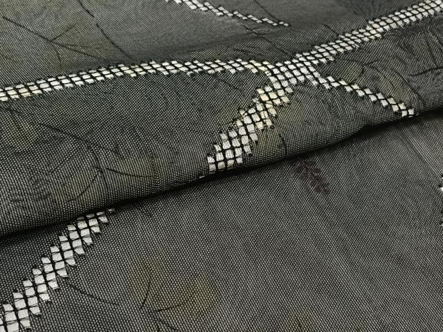 平和屋着物▽訪問着　無双　紗袷　紗×紗　芝花文　黒地　正絹　逸品　AABL3789jh