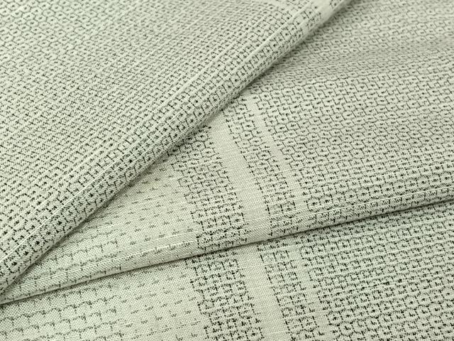 平和屋着物▽結城紬　単衣　100亀甲　間道　正絹　逸品　AABL3790jh
