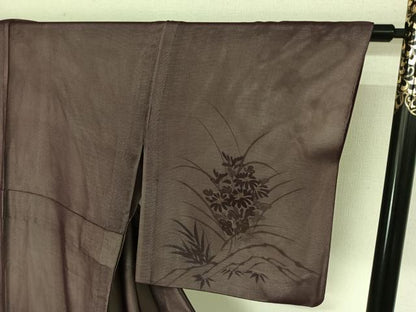 平和屋着物▽訪問着　無双　紗袷　紗×絽　手描き　草花文　正絹　逸品　AABL3791jh