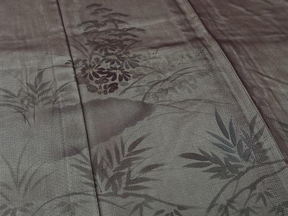 平和屋着物▽訪問着　無双　紗袷　紗×絽　手描き　草花文　正絹　逸品　AABL3791jh