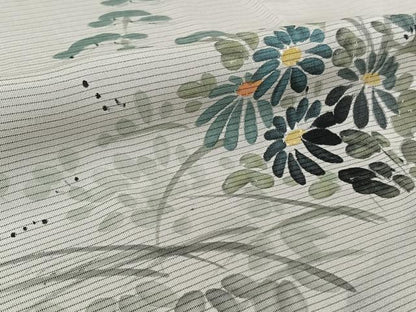 平和屋着物▽訪問着　無双　紗袷　紗×絽　手描き　草花文　正絹　逸品　AABL3791jh
