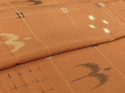 平和屋着物▽上質な紬　単衣　琉球絣　正絹　逸品　AABL3794jh