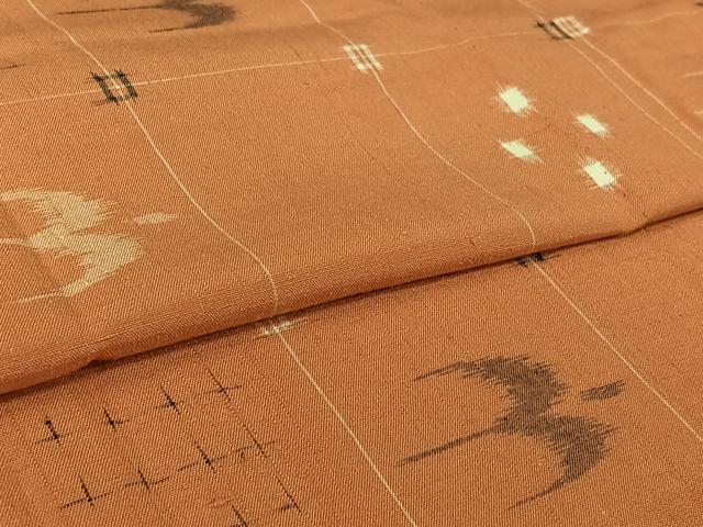 平和屋着物▽上質な紬　単衣　琉球絣　正絹　逸品　AABL3794jh