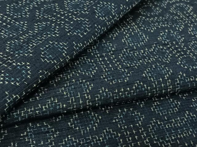 平和屋着物▽上質な紬　単衣　幾何学文様　正絹　逸品　AABL3796jh