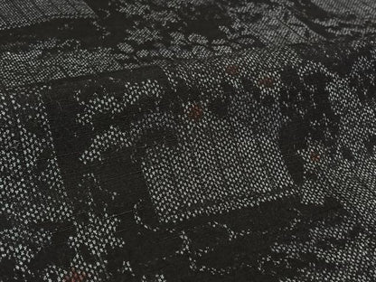 平和屋着物▽真綿結城紬　単衣　風景花文　証紙付き　正絹　逸品　AABL3802jh