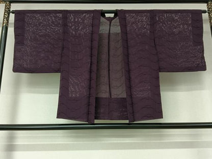平和屋着物▽羽織　スリーシーズン　春夏秋　塵除け　芝文　葡萄色　正絹　逸品　AABL3805jh