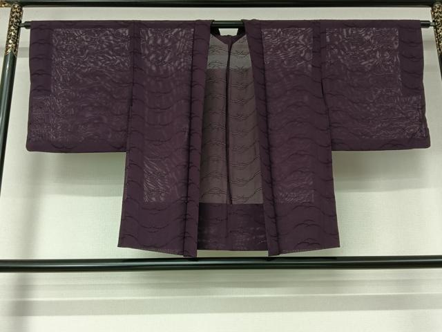 平和屋着物▽羽織　スリーシーズン　春夏秋　塵除け　芝文　葡萄色　正絹　逸品　AABL3805jh