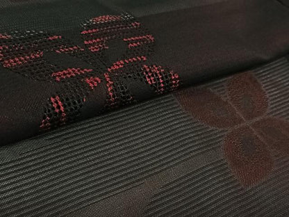 平和屋着物▽羽織　スリーシーズン　春夏秋　塵除け　舞花文　黒地　正絹　逸品　AABL3810jh