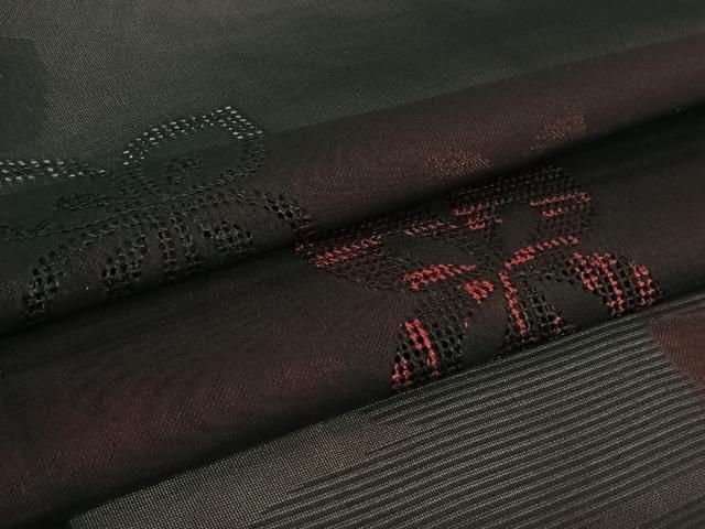 平和屋着物▽羽織　スリーシーズン　春夏秋　塵除け　舞花文　黒地　正絹　逸品　AABL3810jh