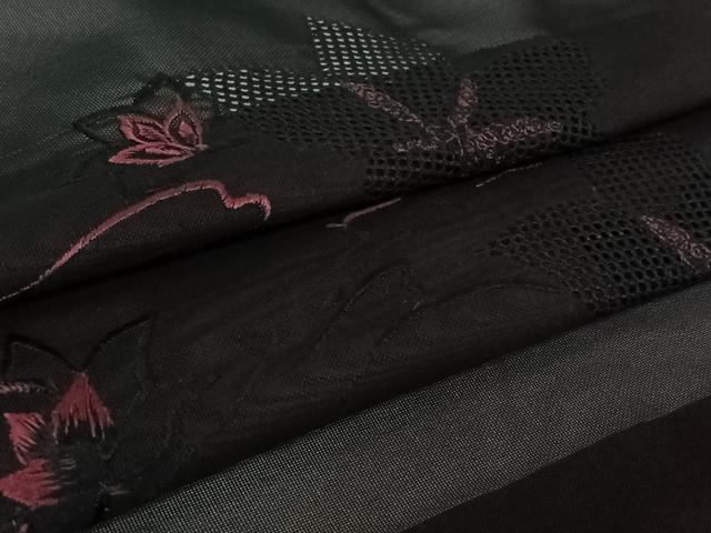 平和屋着物▽羽織　スリーシーズン　春夏秋　塵除け　流水花文　黒地　正絹　逸品　未使用　AABL3811jh