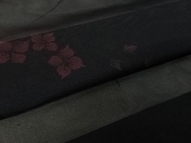 平和屋着物▽羽織　スリーシーズン　春夏秋　塵除け　草花文　黒地　正絹　逸品　AABL3812jh