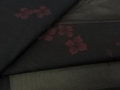 平和屋着物▽羽織　スリーシーズン　春夏秋　塵除け　草花文　黒地　正絹　逸品　AABL3812jh