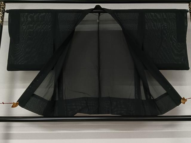 平和屋着物▽羽織　スリーシーズン　春夏秋　塵除け　黒地　正絹　逸品　AABL3815jh